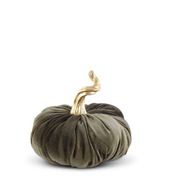 Green Velvet Stuffed Pumpkin with Twist Stem - 3 Sizes