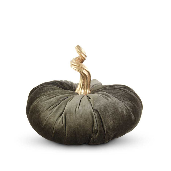 Green Velvet Stuffed Pumpkin with Twist Stem - 3 Sizes