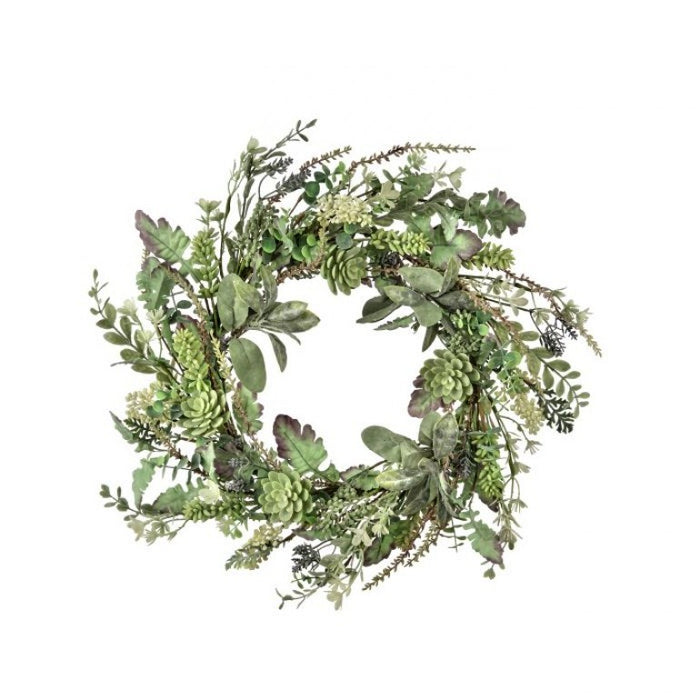 Lambs Ear & Succulent Wreath - 24"