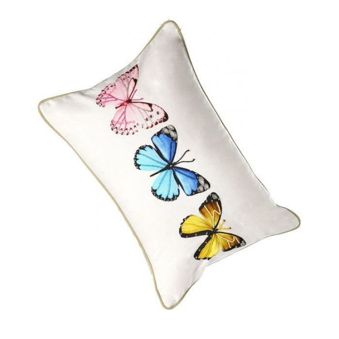 Beaded Butterfly Lumbar Pillow