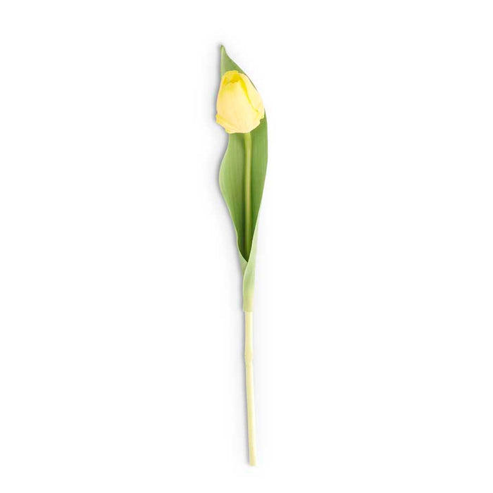 Yellow Silk w/Real Touch Single Tulip Stem - 14"