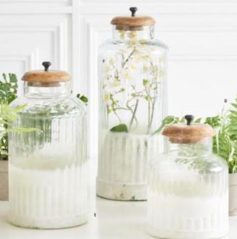 Glass Containers with Frosted Bottom and Wooden Lid
