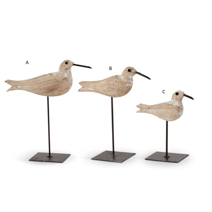 Whitewashed Wood Seagulls on Metal Spindles Set of 3