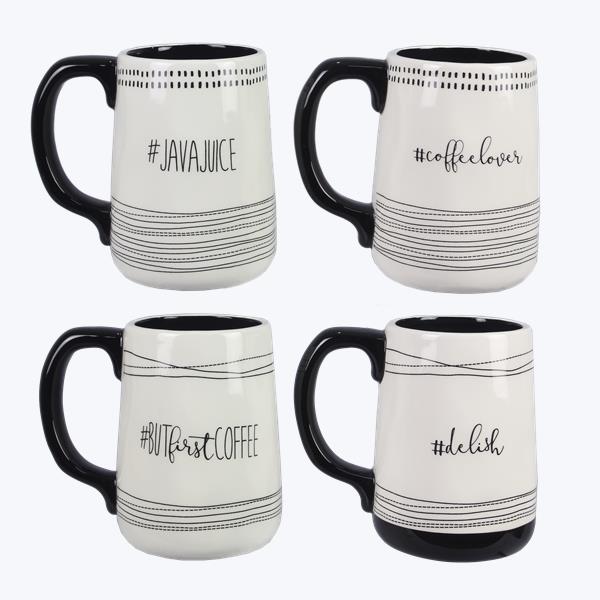 Ceramic Black and White Hashtag Coffee Mug- 4 Styles