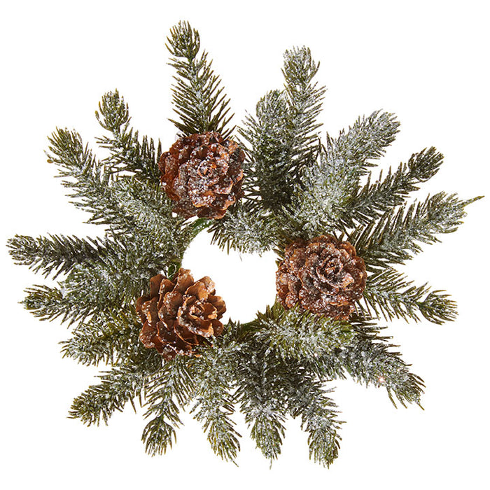 Iced Pine Mini Wreath-Candle Ring