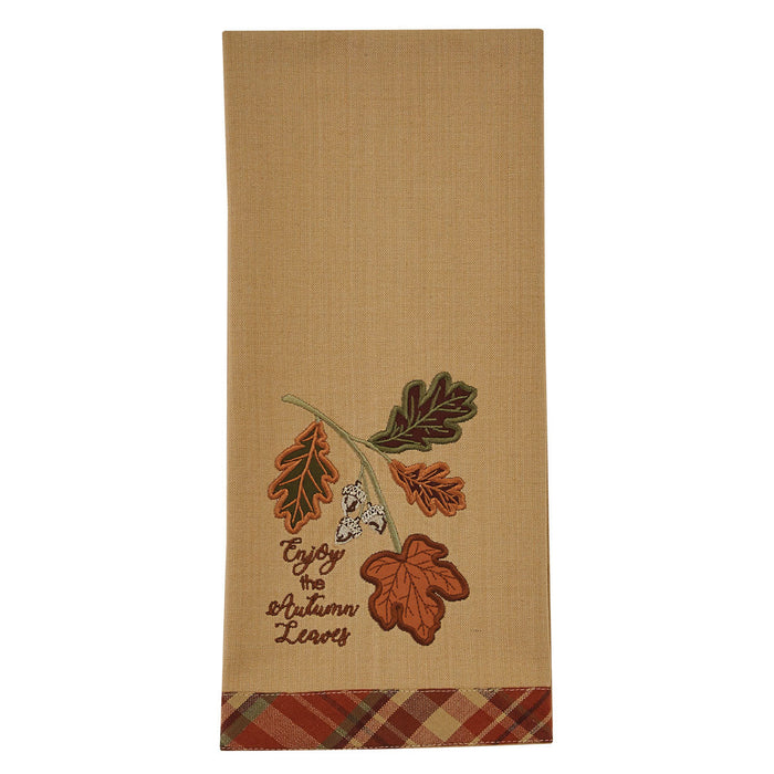 Enjoy The Autumn Leaves Embroidered Dishtowel