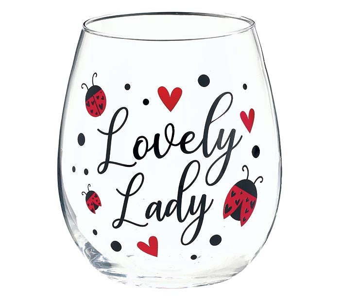 Stemless Lovely Lady With Ladybugs
