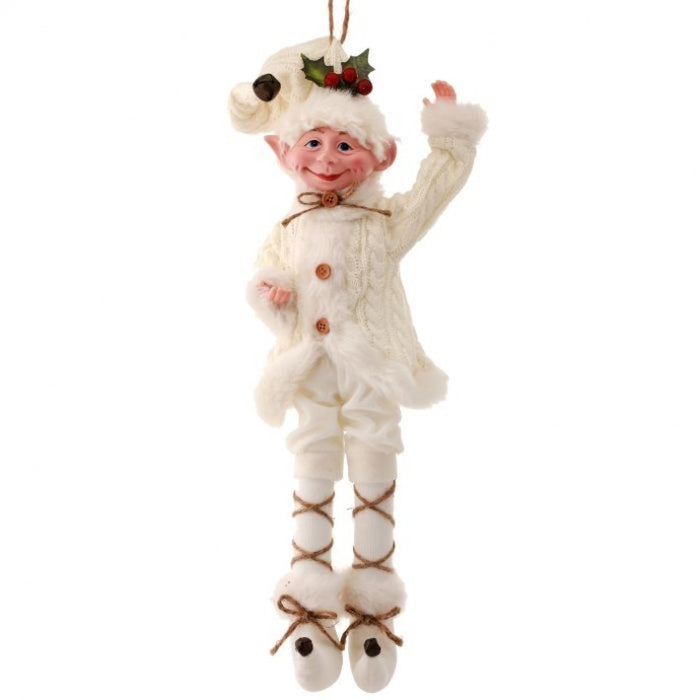 Knitted Fur Bendable Elf Ornament
