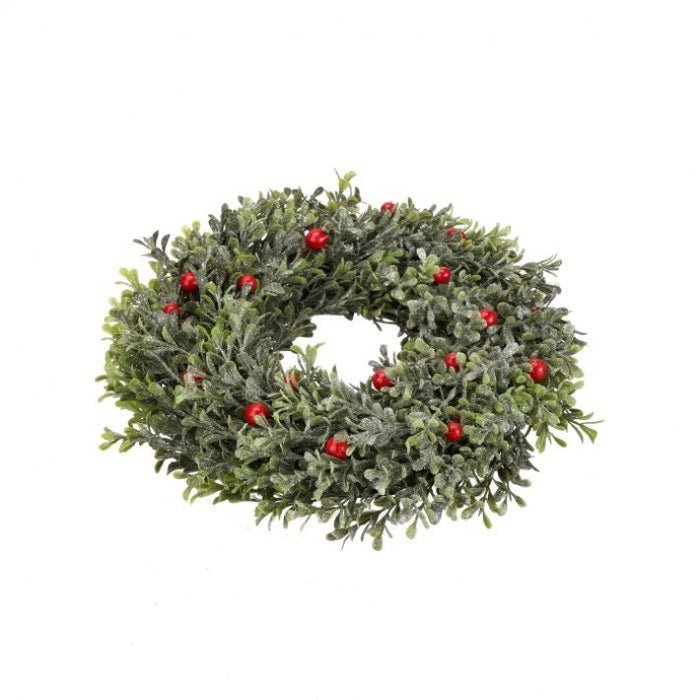 Frost Mica Berry Boxwood Candle Ring