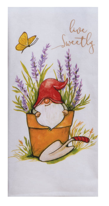 Garden Gnomes Live Sweetly Dual Purpose Terry Towel
