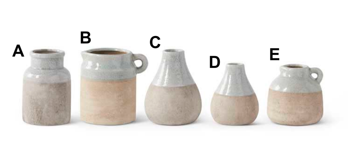Ceramic Pots With Light Blue Glaze on Top - 5 Styles