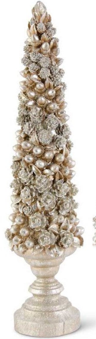 Glittered Pinecone and Acorn Trees on Pedestals