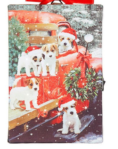 PUPPY LIGHTED PRINT ORNAMENT WITH EASEL BACK