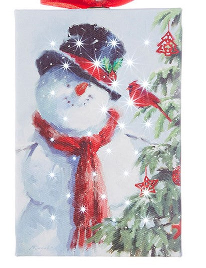Snowman With Cardinal Lighted Print