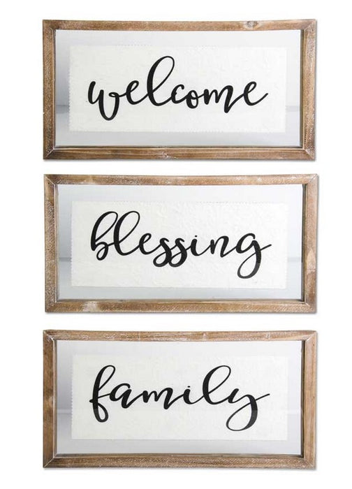 Wood Framed Glass Assorted Message Signs - 3 Options