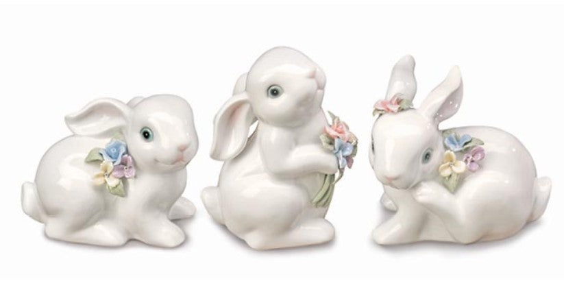 Raised Porcelain Bunny Figurine - 3 Options