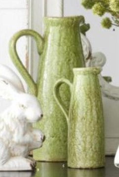 Green Ceramic Crackled Pitchers Glazed - 3 Sizes