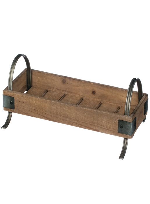 Wood Tray with Metal Legs